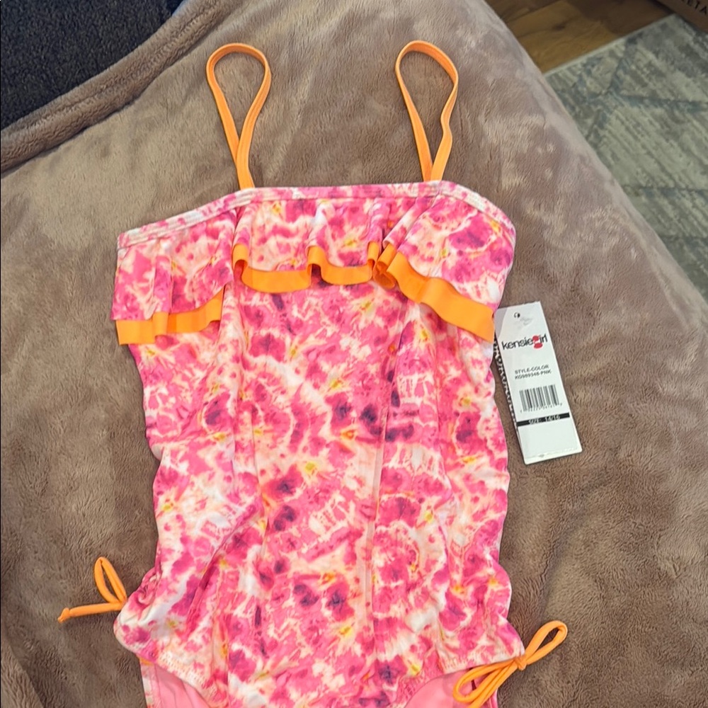 Kensie girl Kids Pink and Orange Tie-Dye Swimsuit